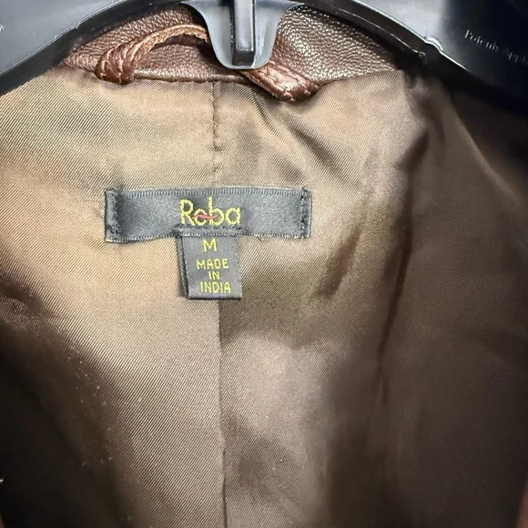 Reba Chocolate Leather Jacket with Stud Accents - Picture 3 of 3